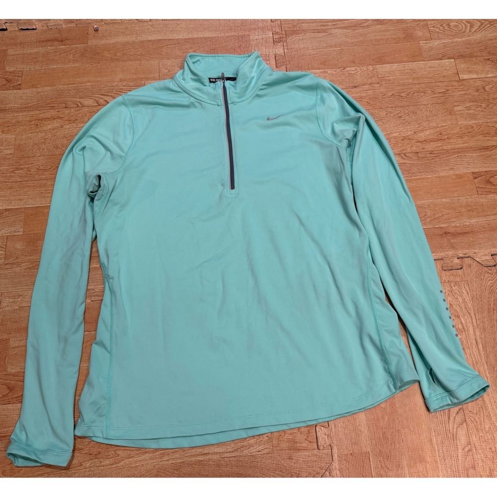 Nike Running Dri-FIT Quarter Zip Pullover Mint Green Women Large Thumbholes